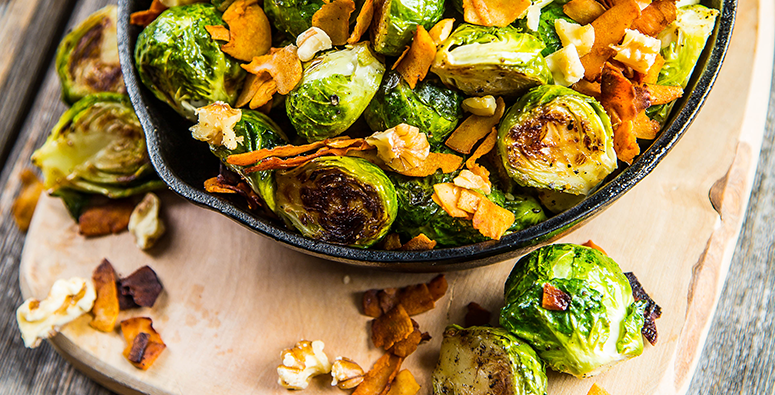 Roasted Brussels Sprouts with Coconut Bacon