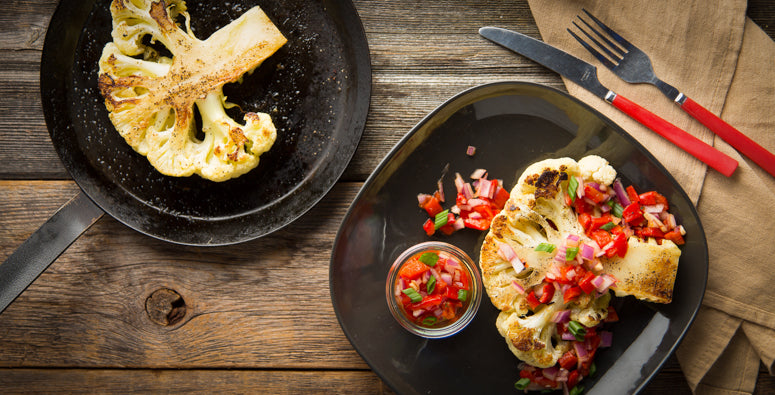Cauliflower Steak with Roasted Red Pepper Relish
