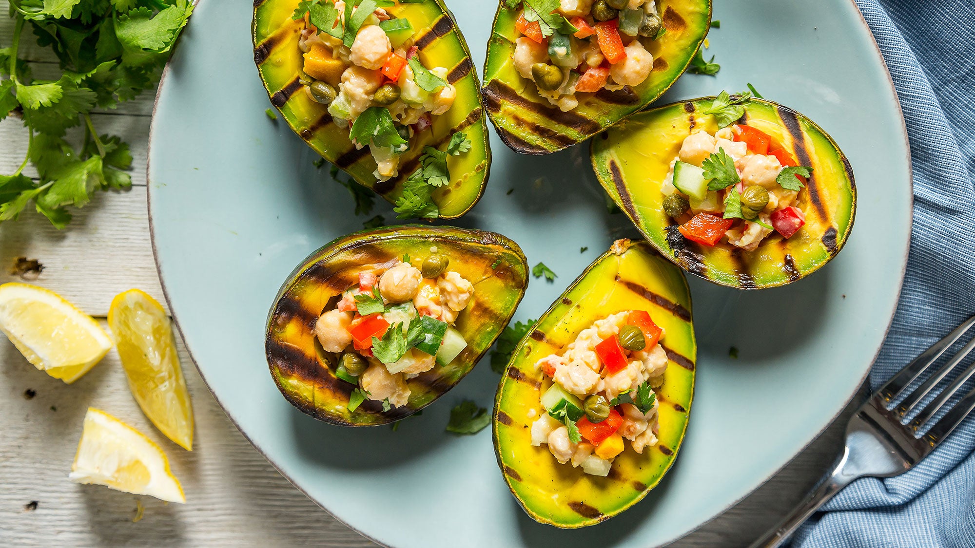 Chickpea Stuffed Grilled Avocado