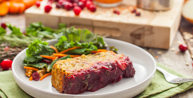 Cranberry & Maple Glazed Lentil Loaf