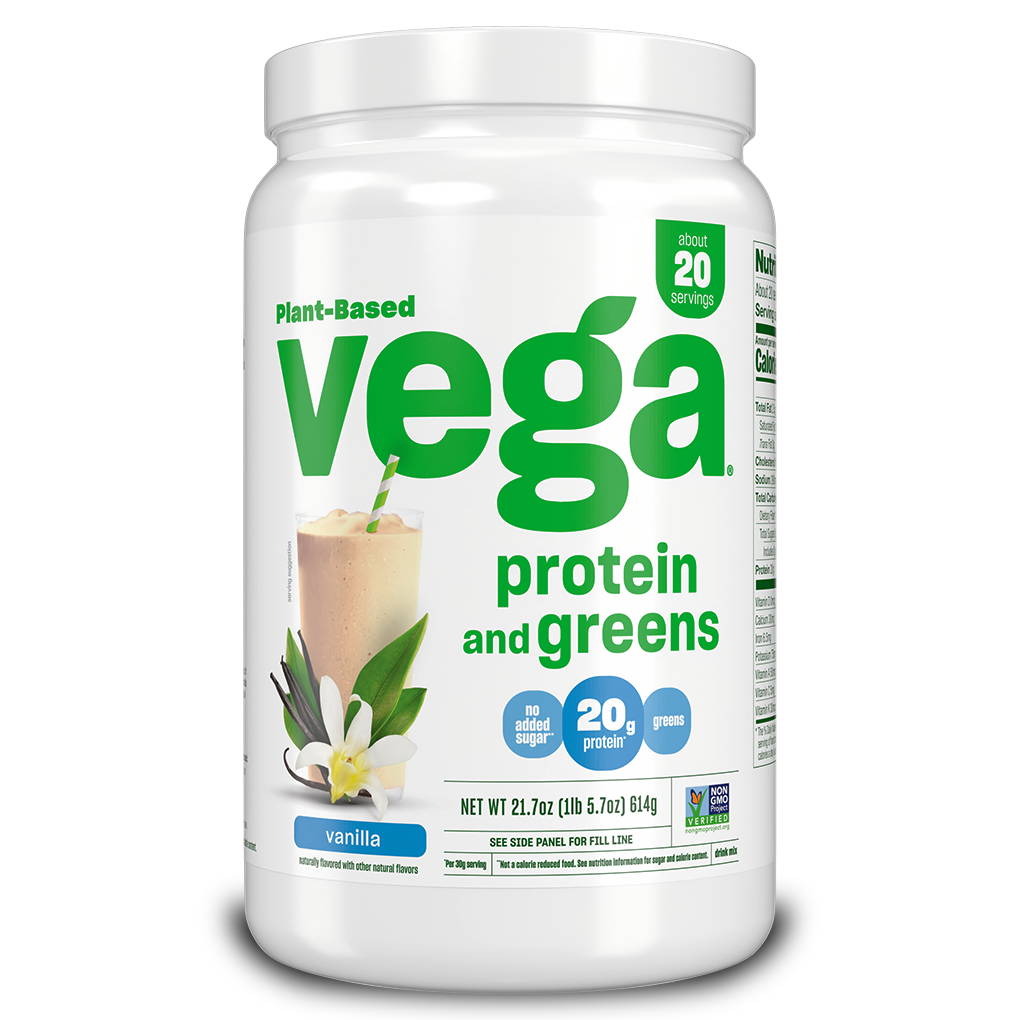 Vega Plant Based Protein powder Protein and Greens 20 Serving Vanilla Tub