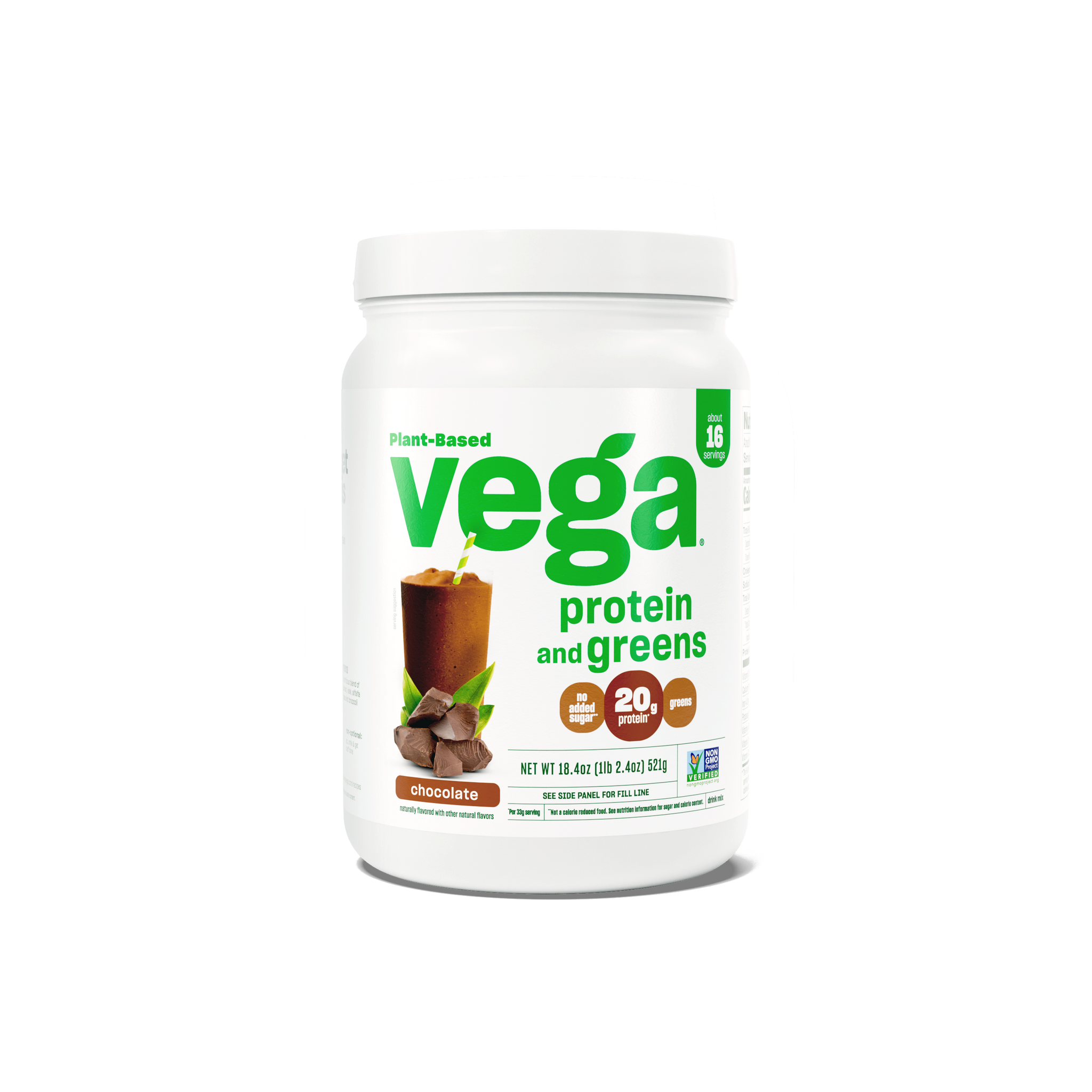 Vega Protein & Greens Small Chocolate Tub. 