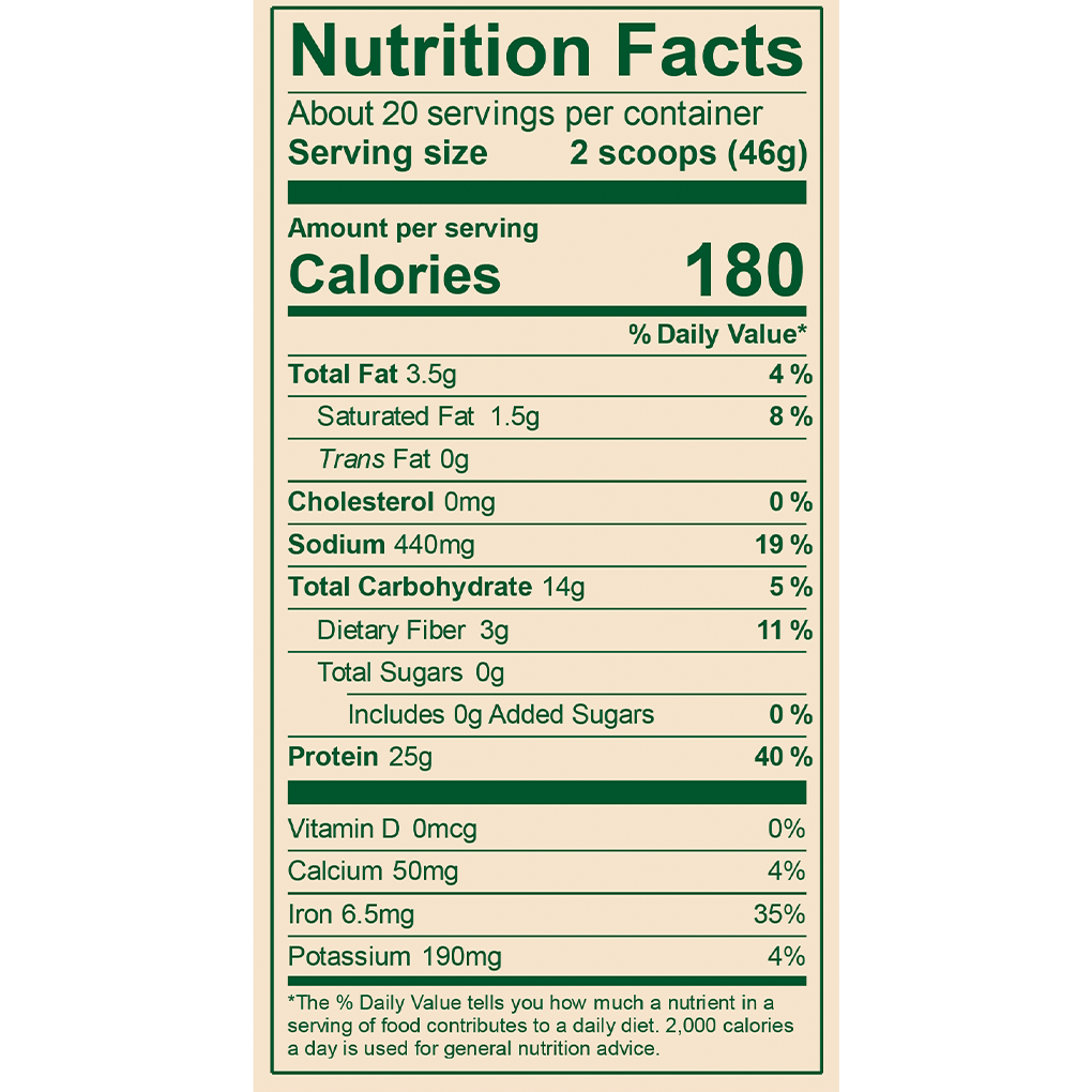 Original Protein Chocolate Nutrition Facts 